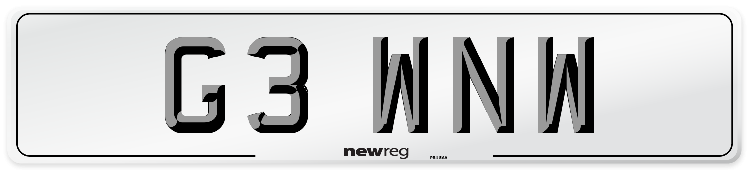 G3 WNW Number Plate from New Reg